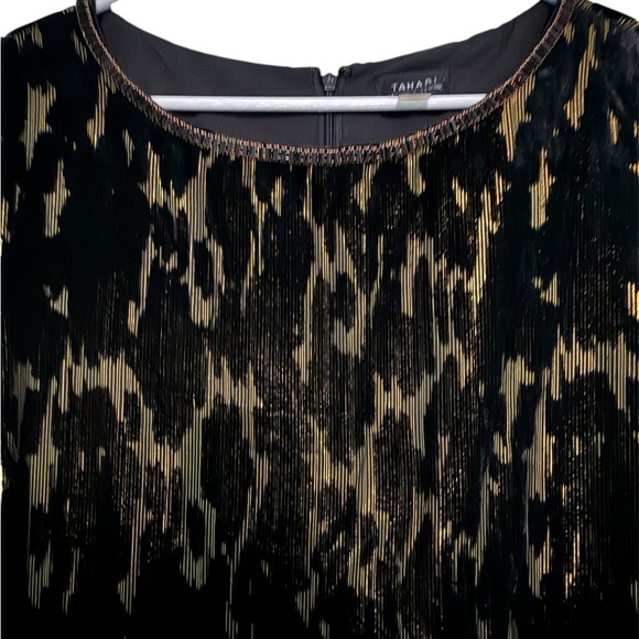 TAHARI BY ASL Size 22W Plus Velvet Dress Sleeveless Metallic Black/Gold $168 NWT - Picture 4 of 7